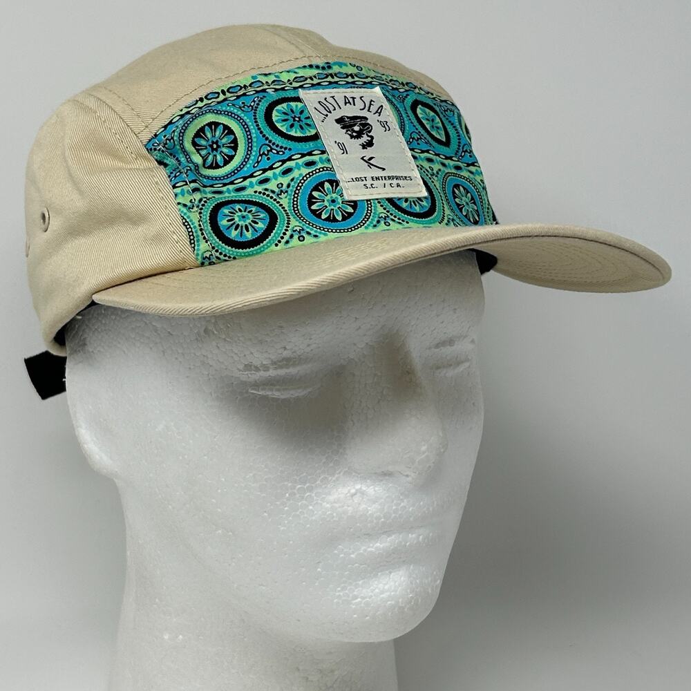 Lost Enterprises Camp Hat Baseball Cap 5 Panel Strapback Beige Surfer Surfing - Picture 10 of 10